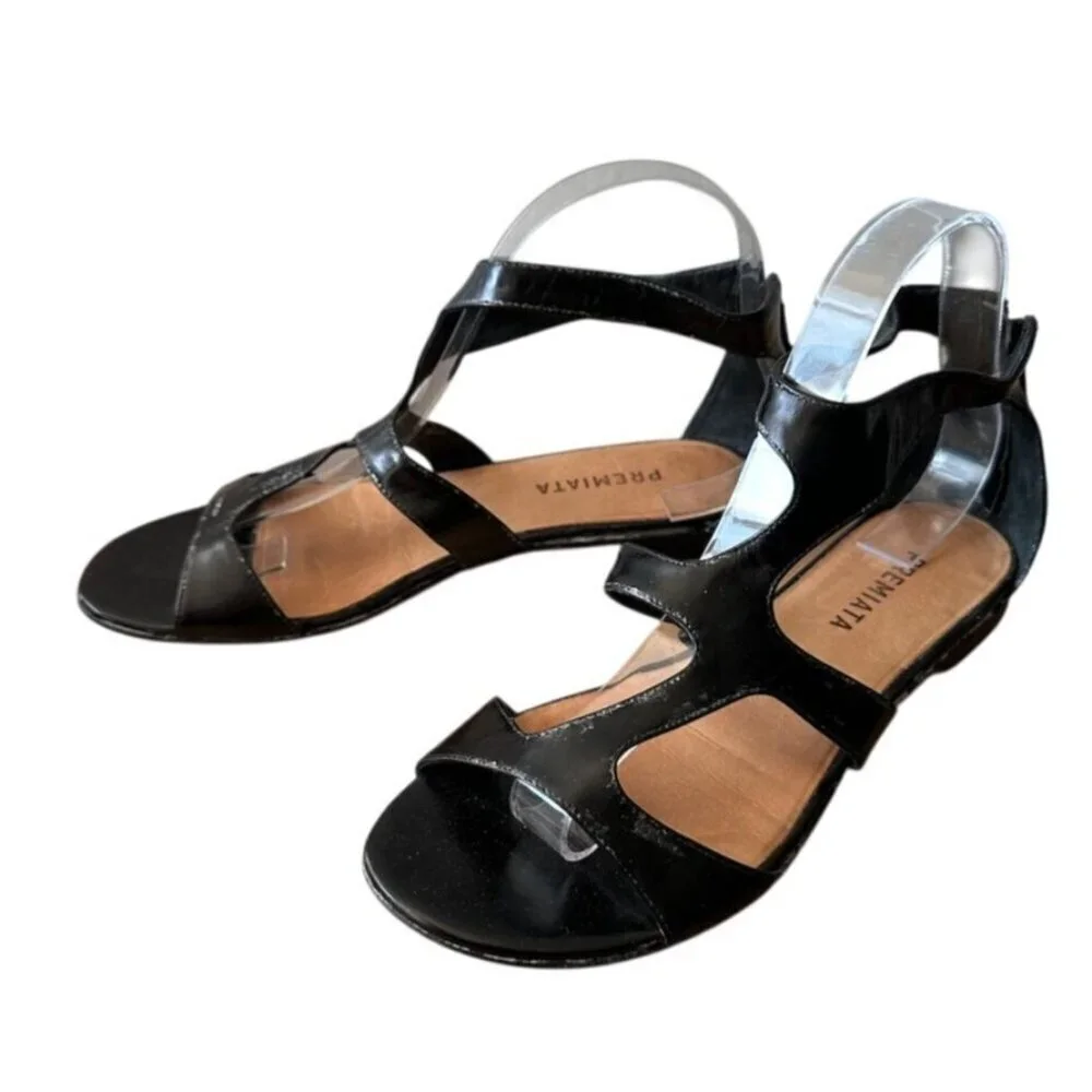 Premiata gladiator Sandals, Distressed Leather, Size 38 EU, Black, Y2K